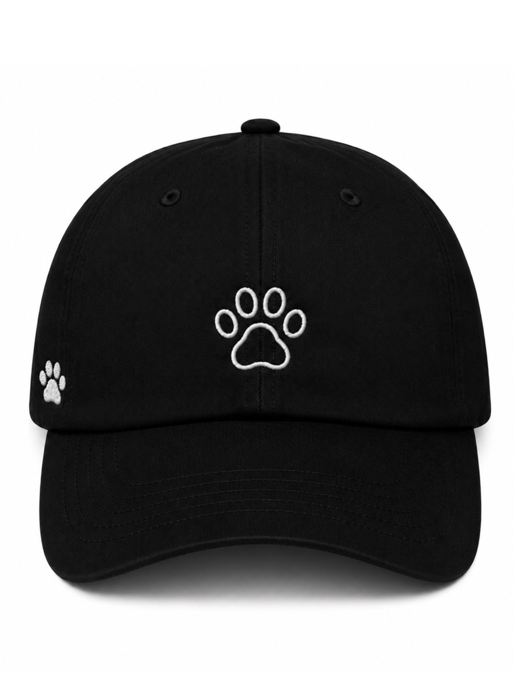🐾Animal Cat Paw Embroidered Black Baseball Cap Pet Lover Adjustable Velcro Strap